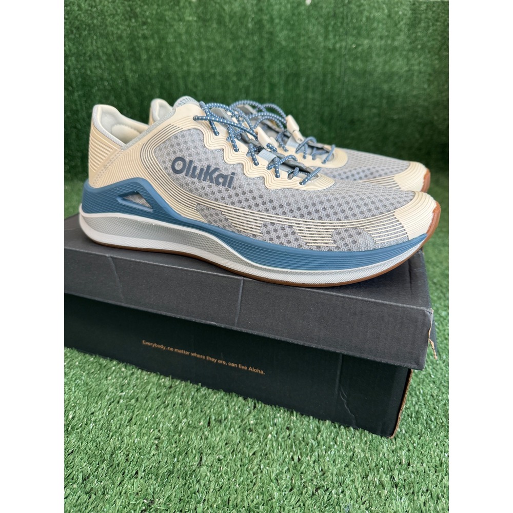 OluKai Ahi Mens 9 Blue Pearl White Sand Mesh Sneakers Shoes New - Picture 4 of 6